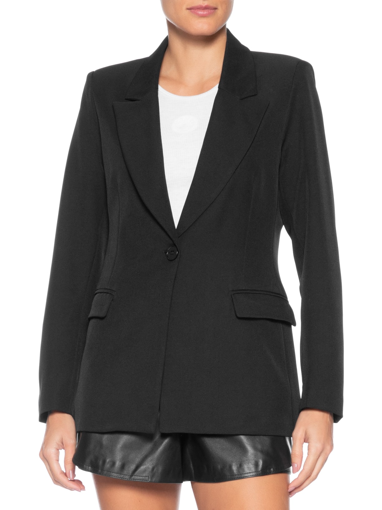 Blazer Feminino Alfaiataria Preto Market 33