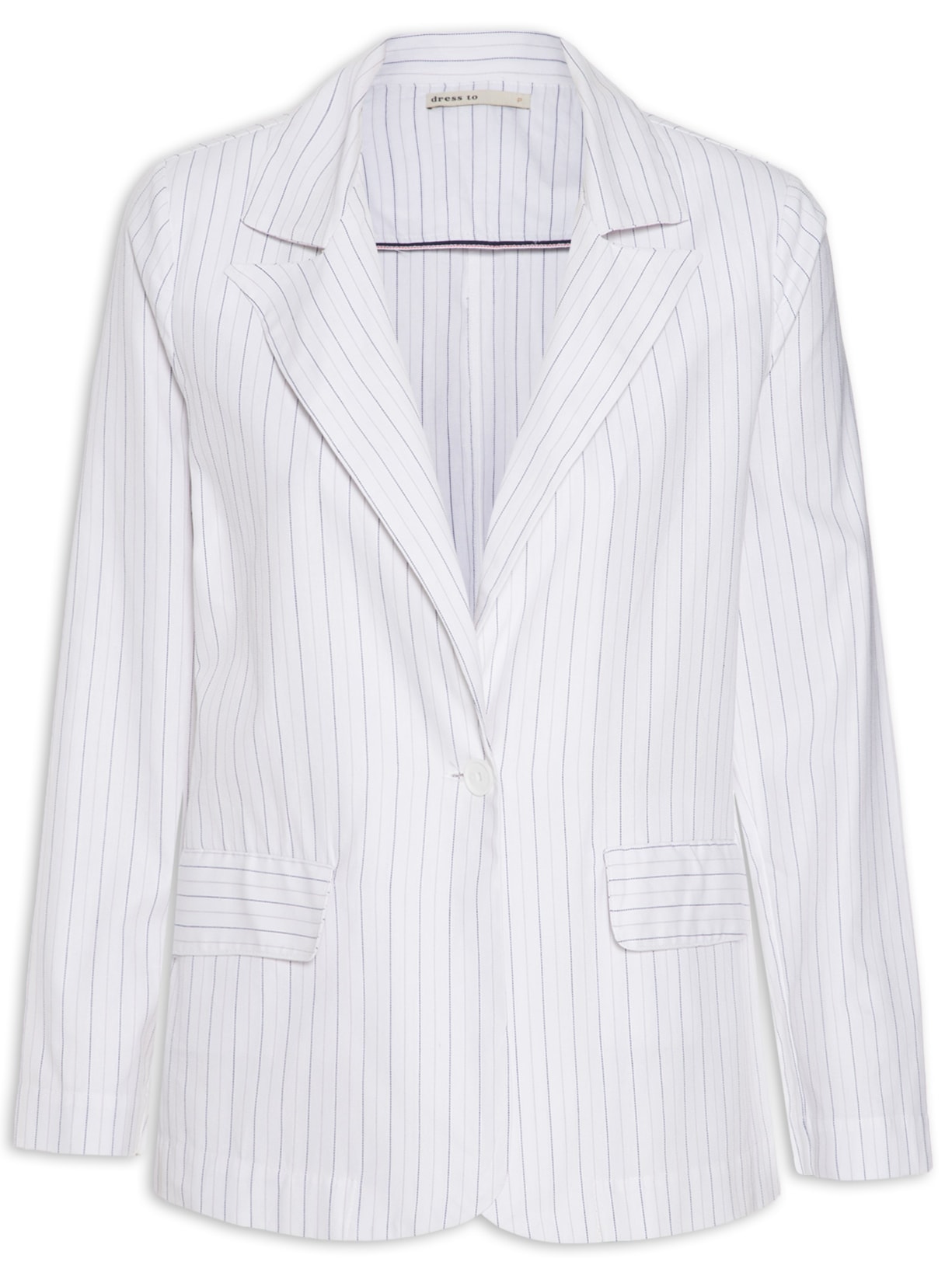 Blazer Feminino Alfaiataria Risca De Giz - Branco