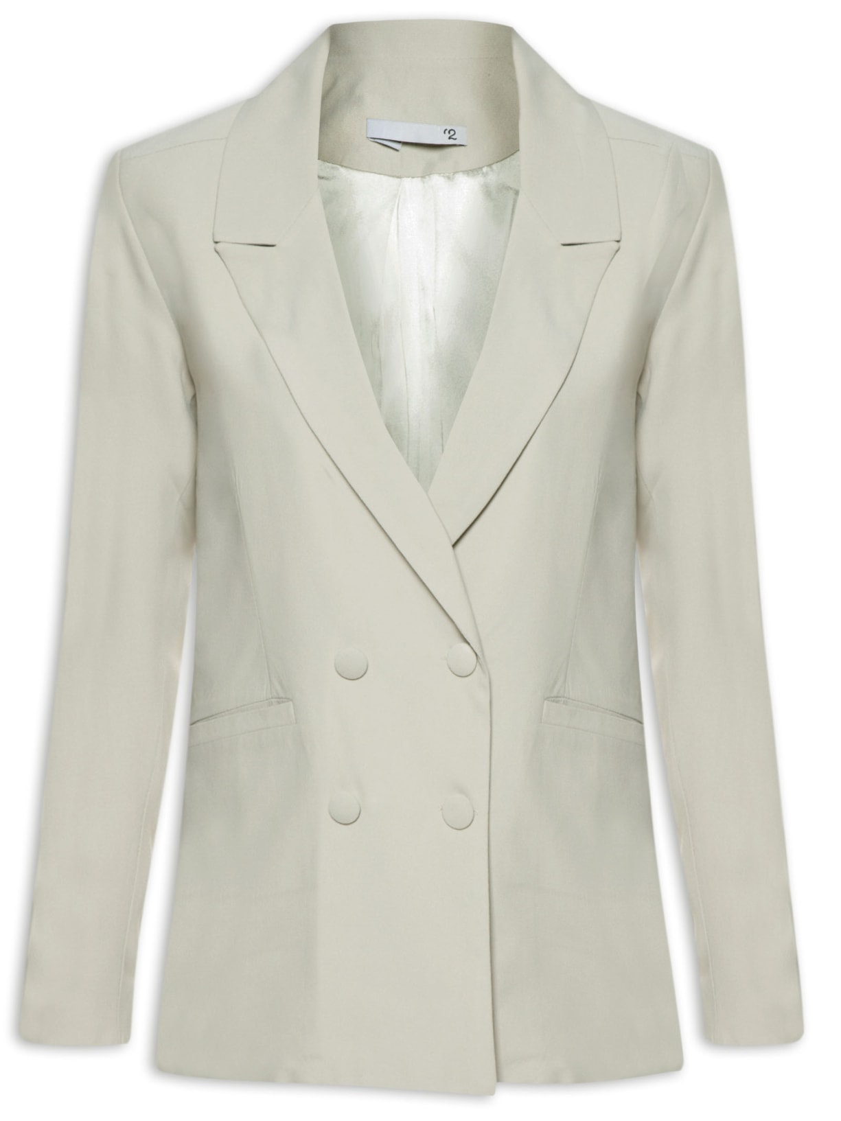 Blazer Feminino Alongado 4 Botões Em Crepe - Cinza