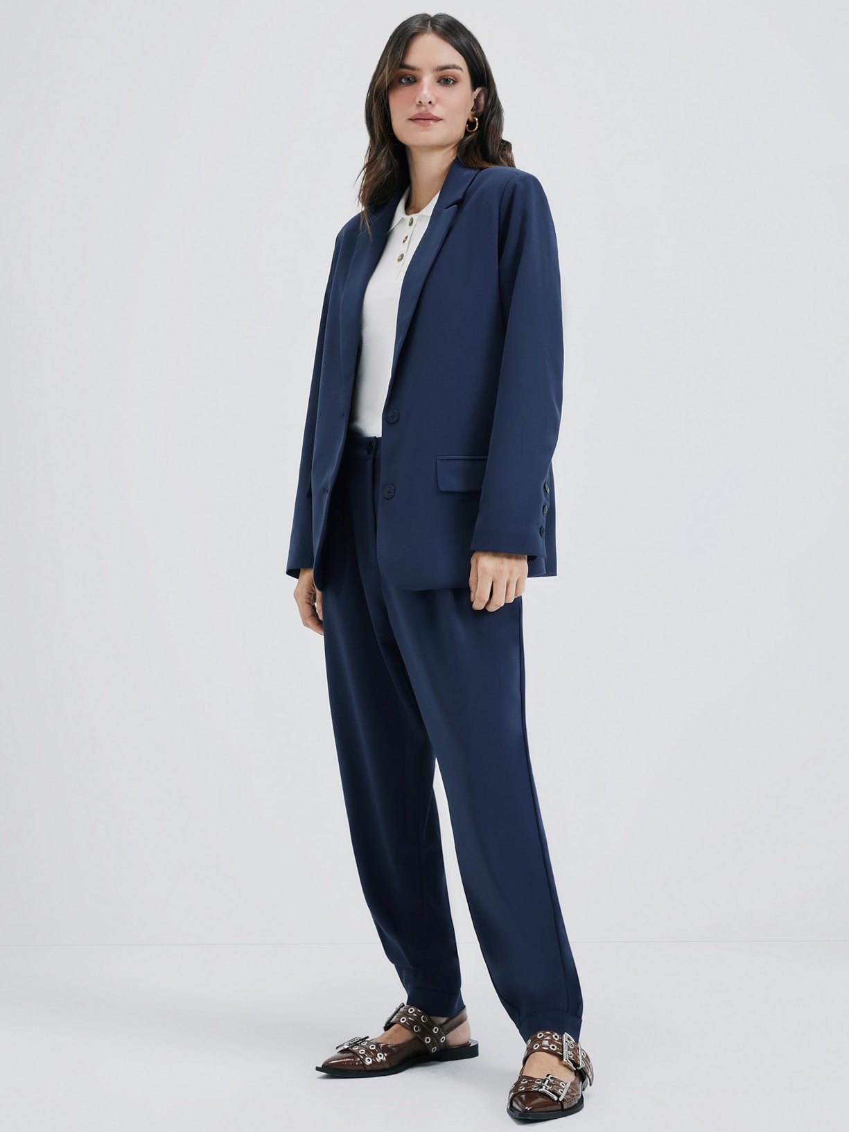 Blazer Feminino Alongado - Azul