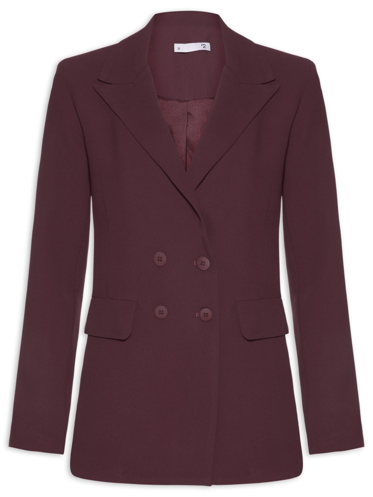 Blazer Feminino Alongado Com Ombreiras Em Crepe - Roxo