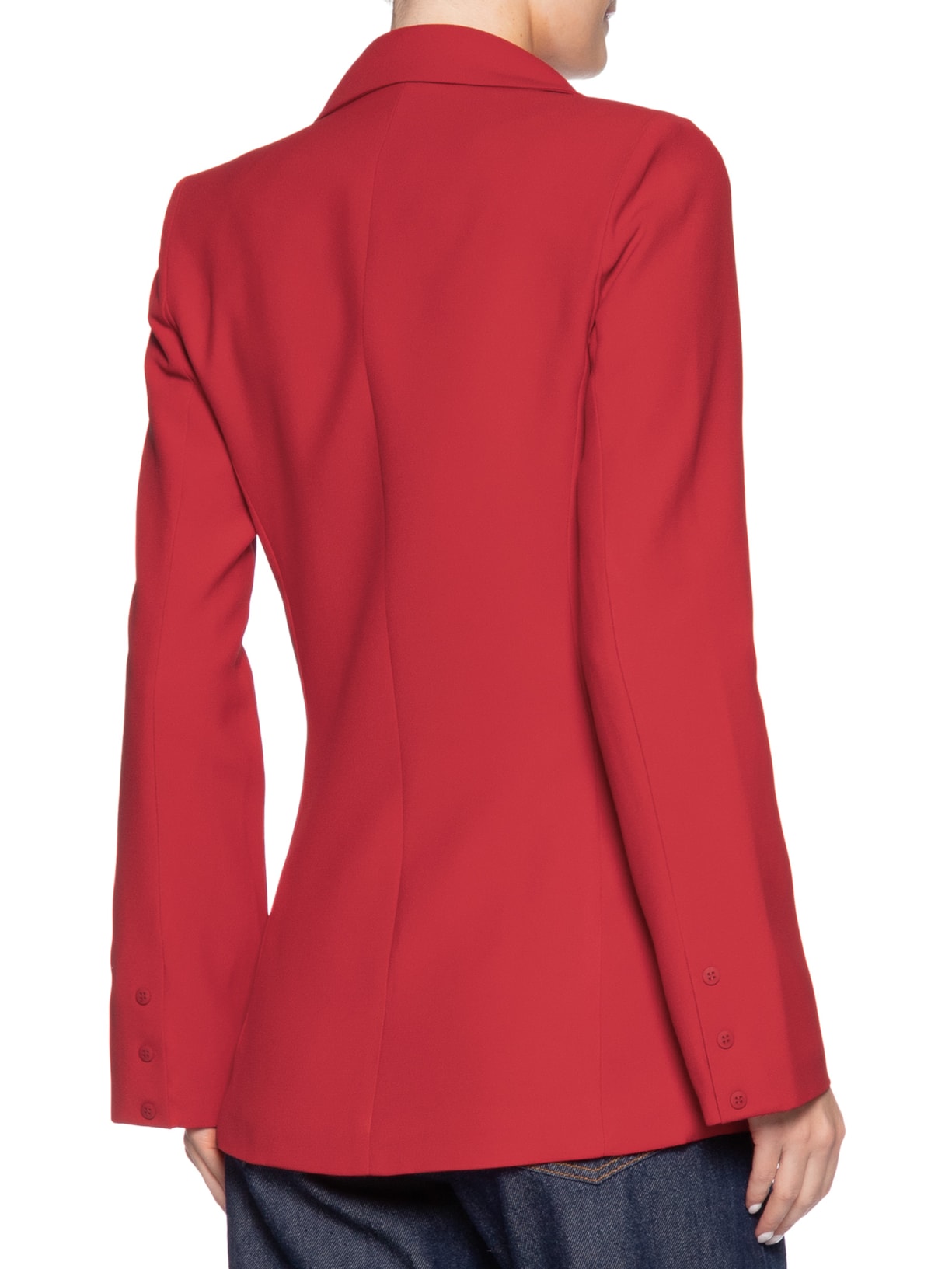 Blazer Feminino Alongado Com Ombreiras Em Crepe Vermelho '2Essential