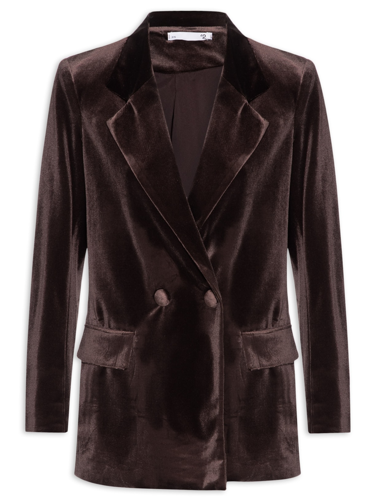 Blazer Feminino Alongado em Veludo Marrom '2Essential