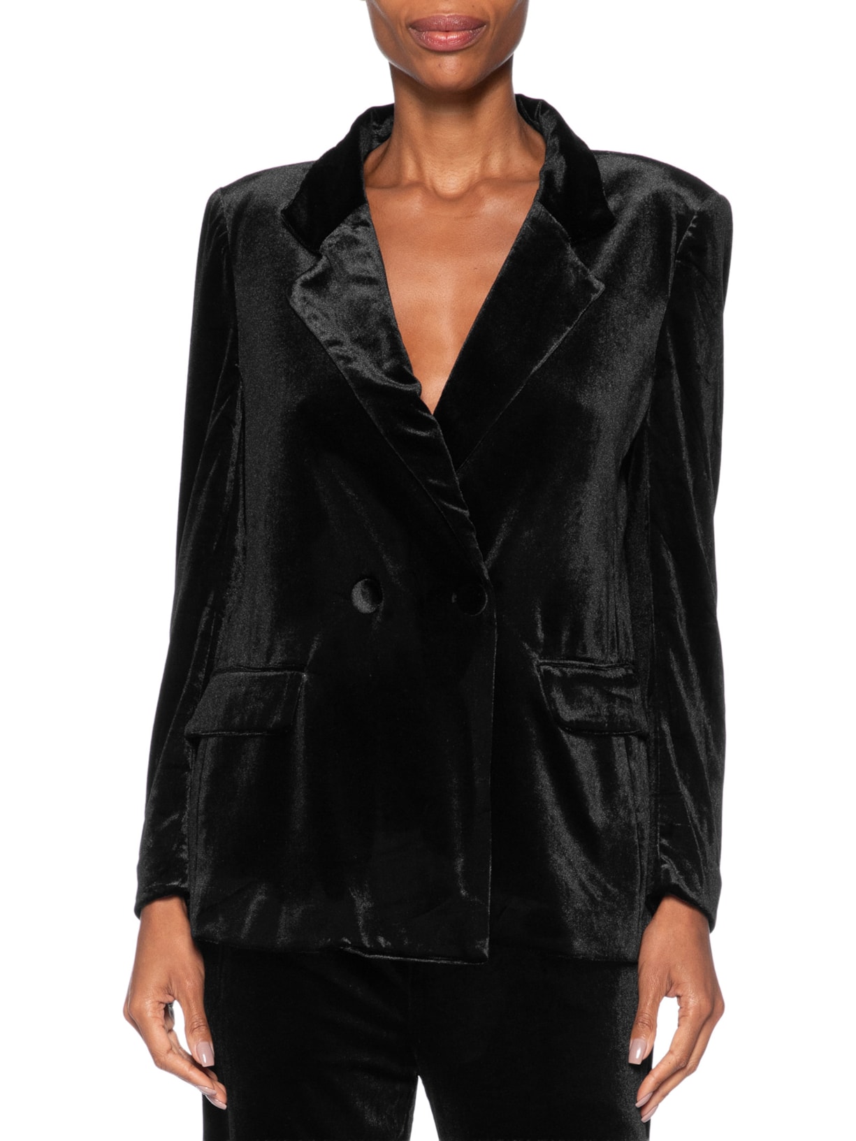 Blazer Feminino Alongado em Veludo – Preto '2Essential