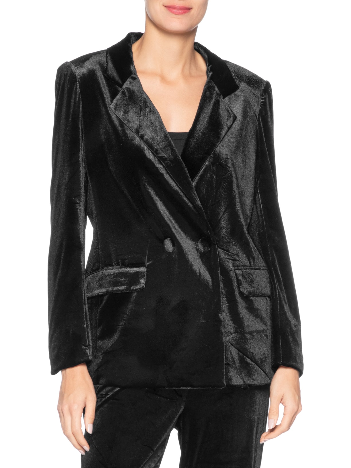 Blazer Feminino Alongado em Veludo – Preto '2Essential