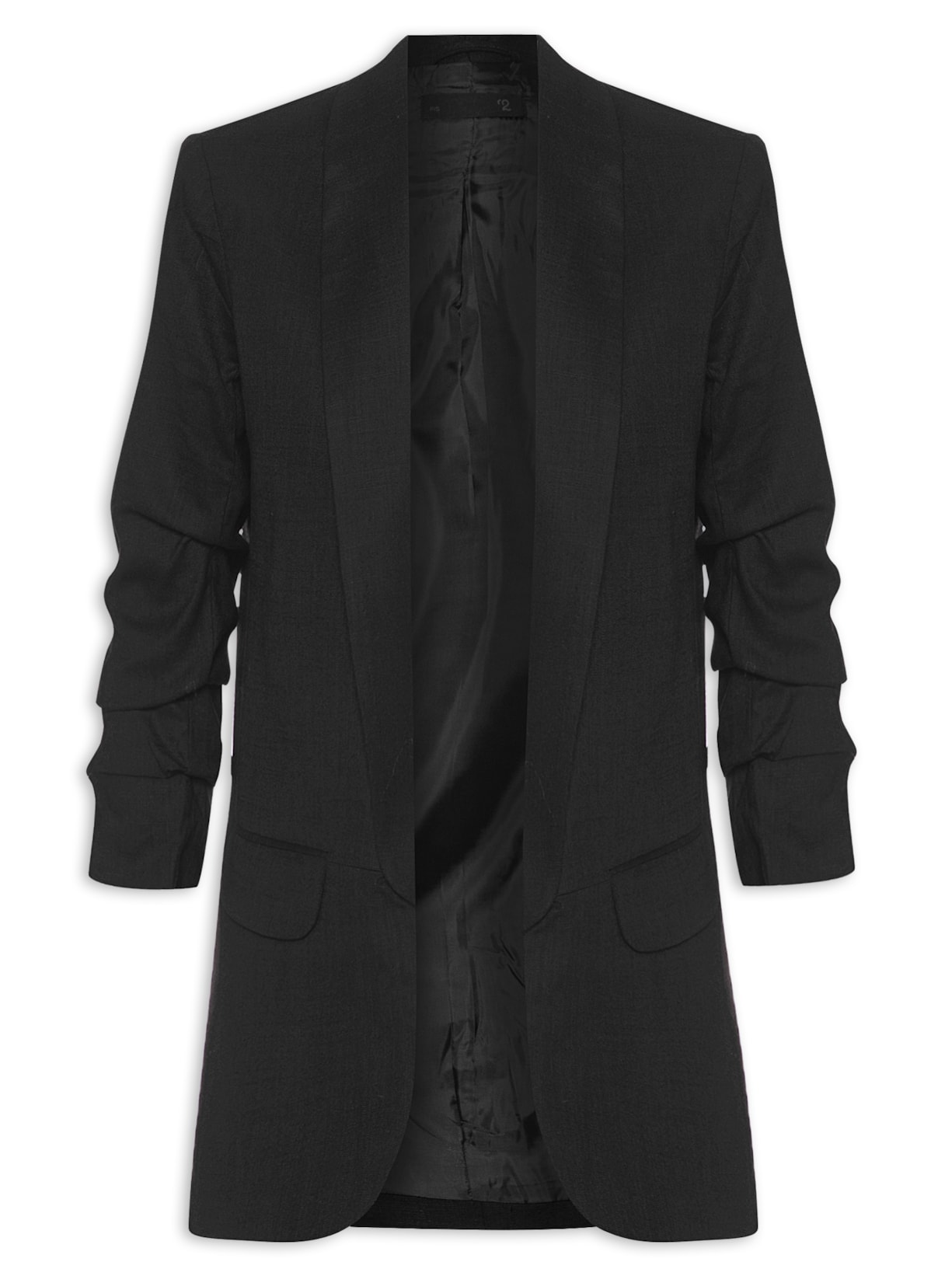 Blazer Feminino Alongado Lapela Xale - Preto