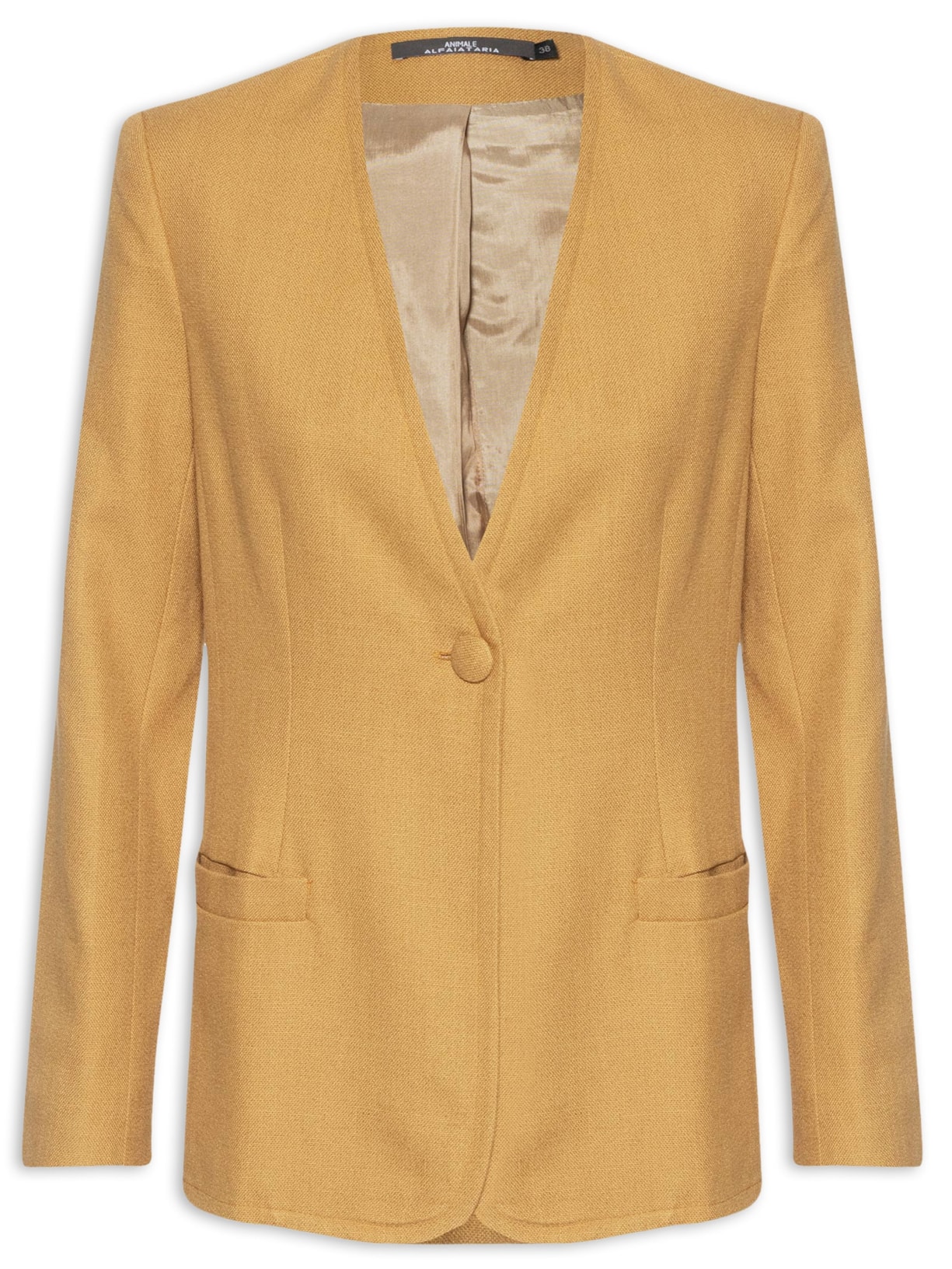 Blazer Feminino Alongado Nozes Sem Lapela - Marrom