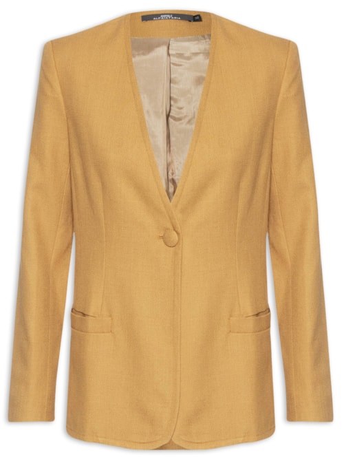 Blazer Feminino Alongado Nozes Sem Lapela - Marrom