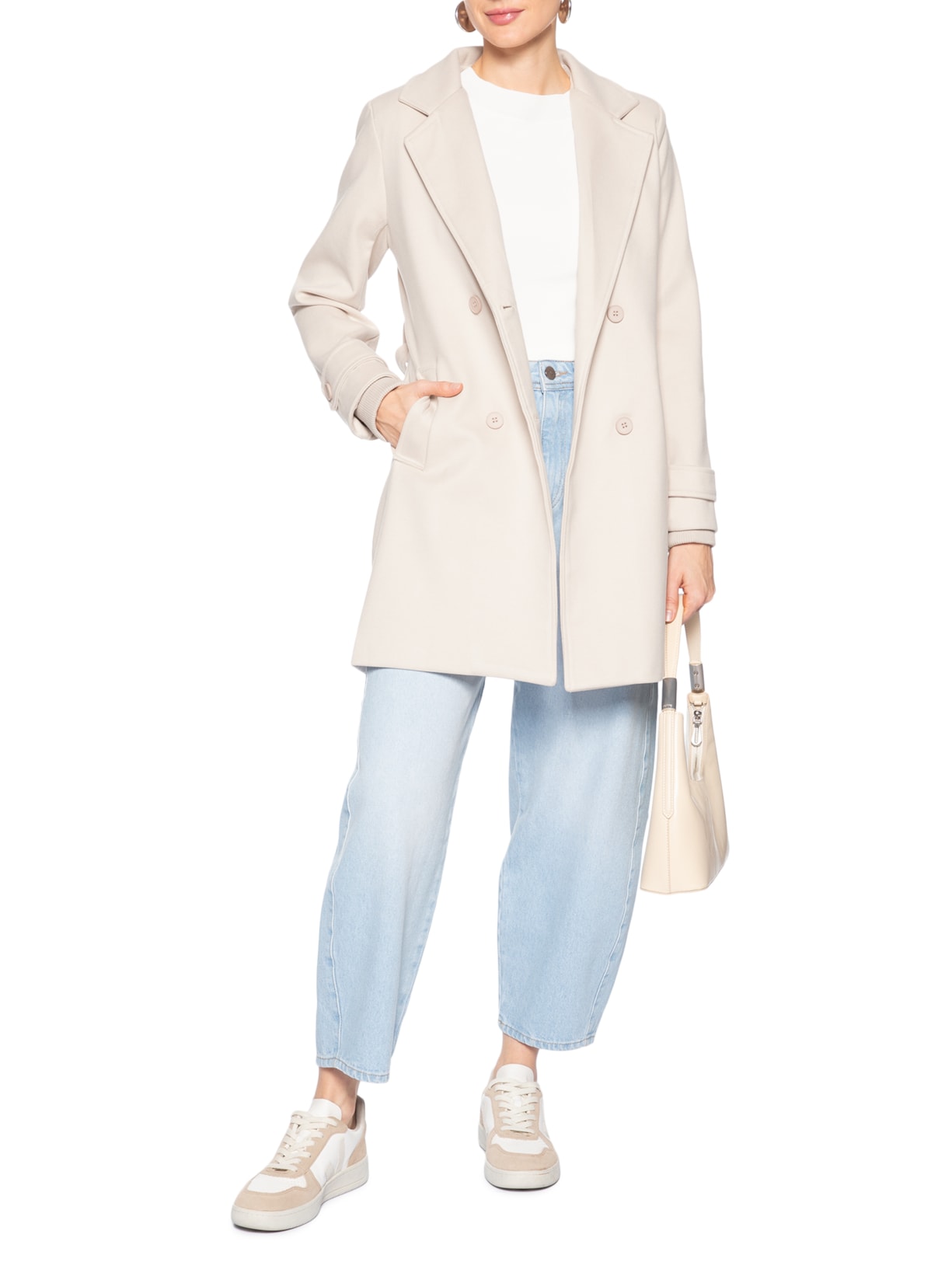 Blazer Feminino Alongado Off White Basiq
