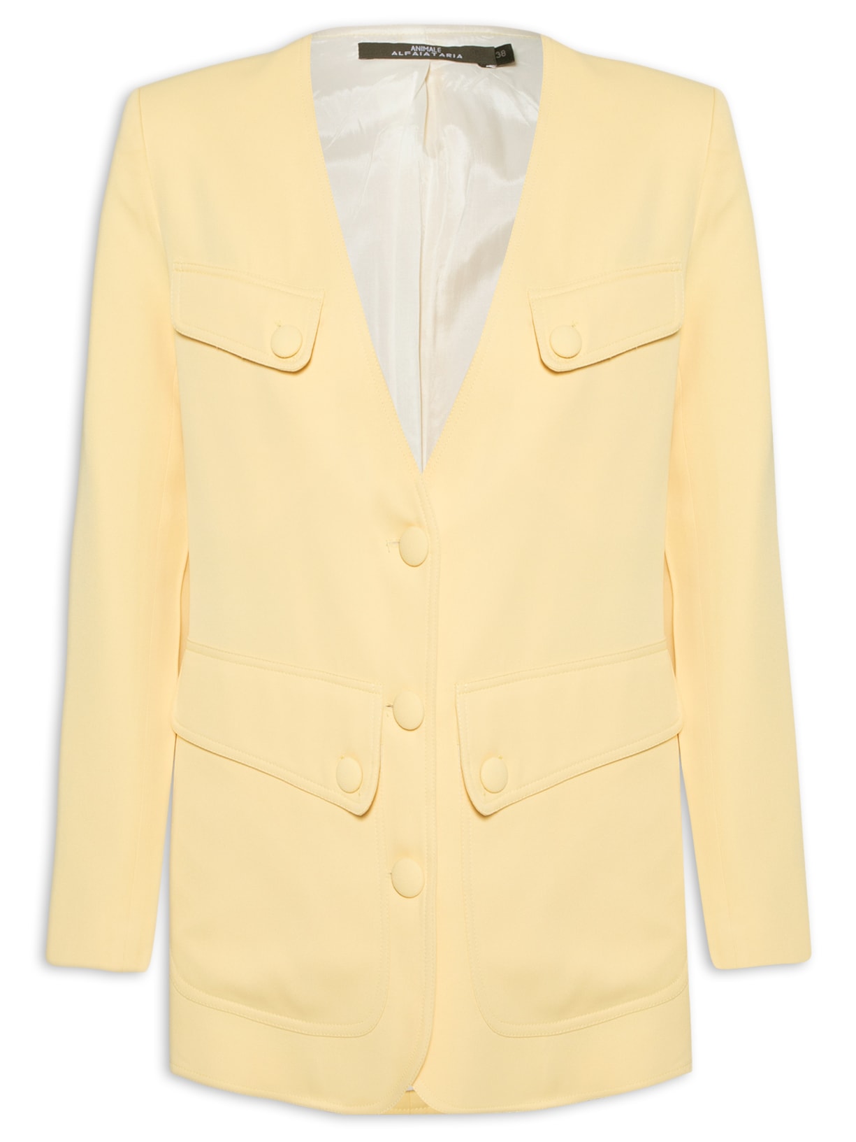 Blazer Feminino Alongado Papiro Com Bolso - Amarelo