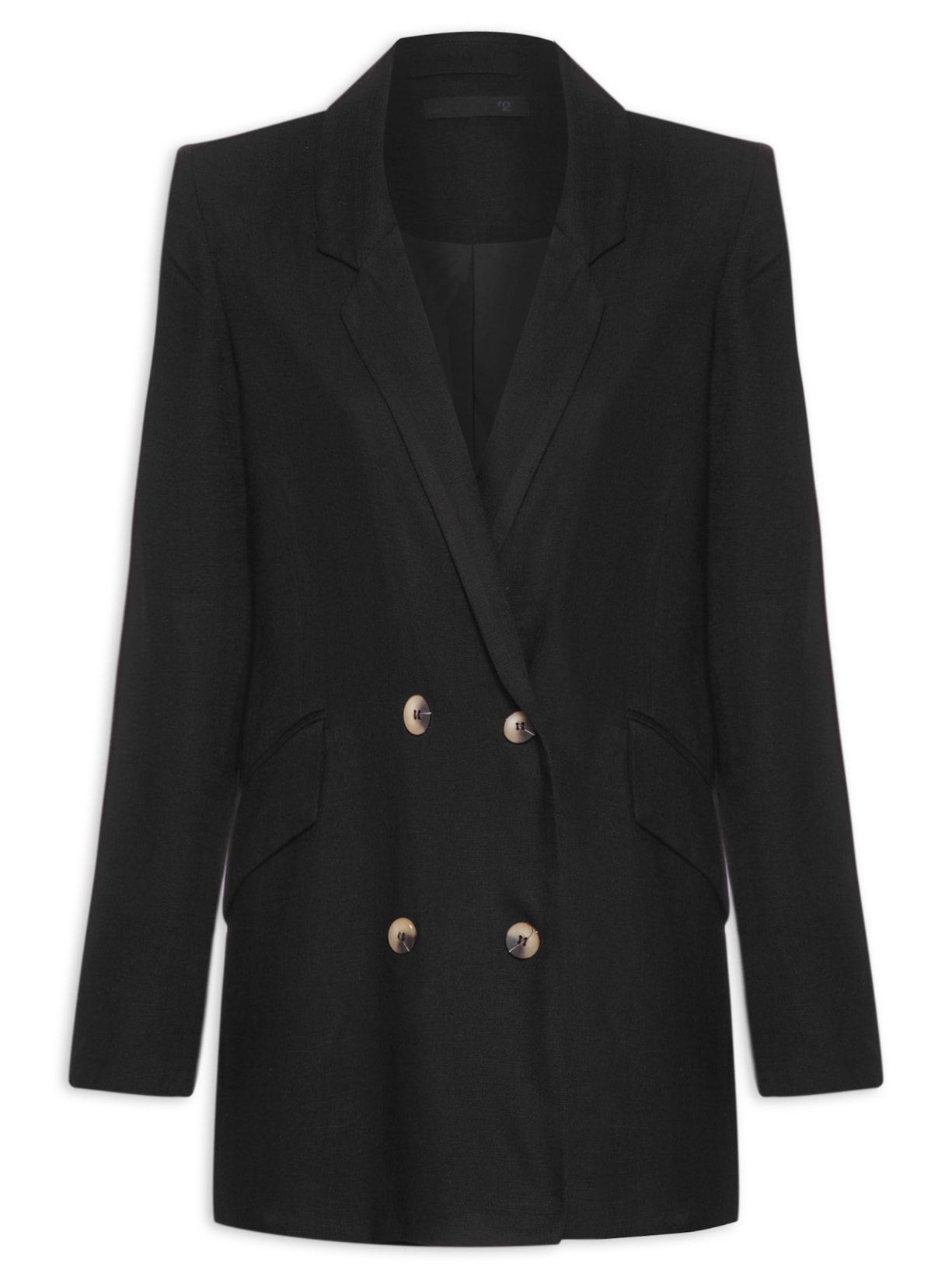 Blazer Feminino Alongado Quatro Botões - Preto