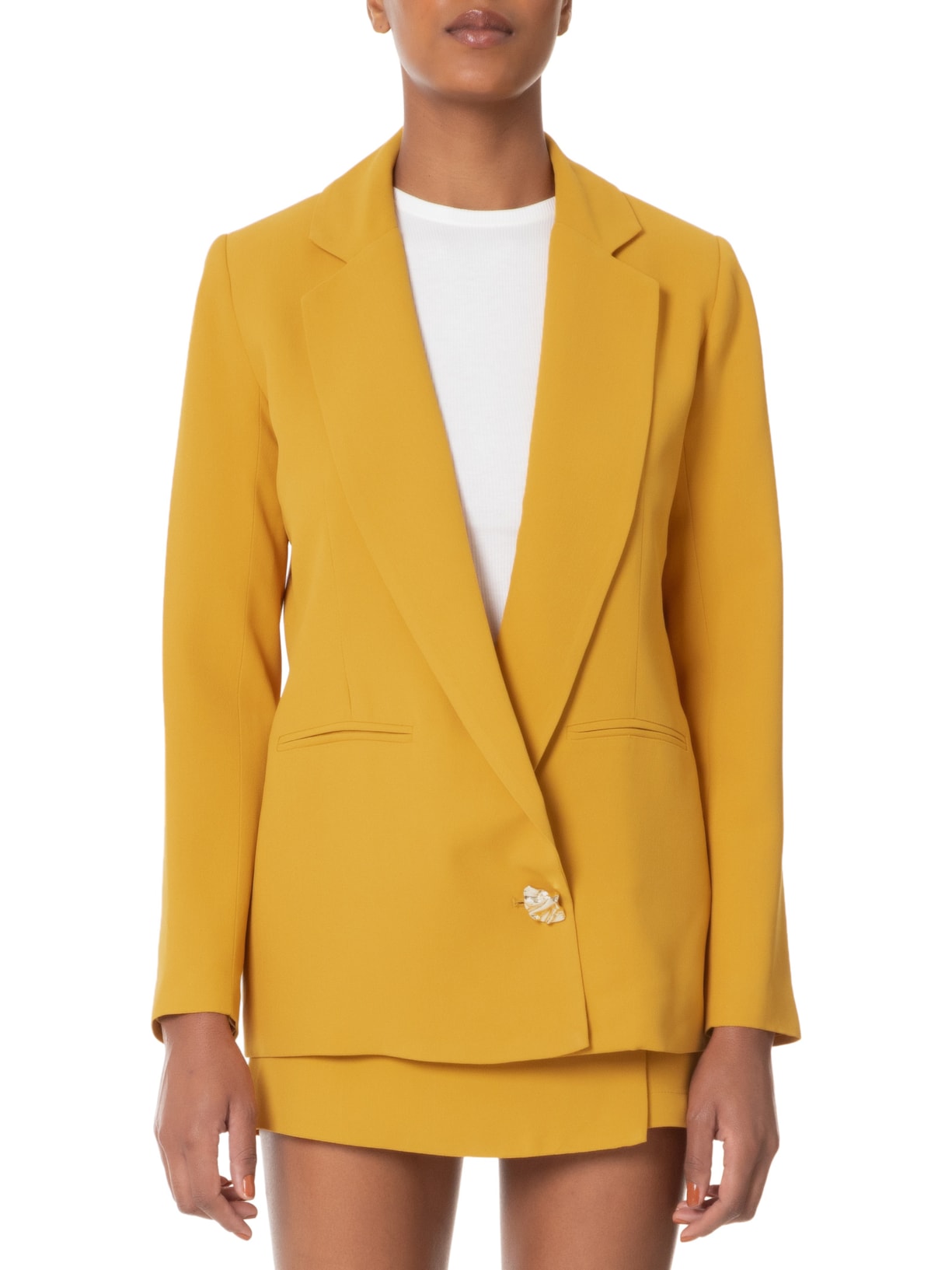 Blazer Feminino Alongando Em Crepe Amarelo  '2Essential