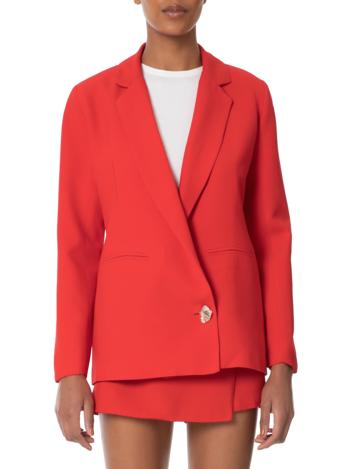Blazer Feminino Alongando Em Crepe Vermelho '2Essential