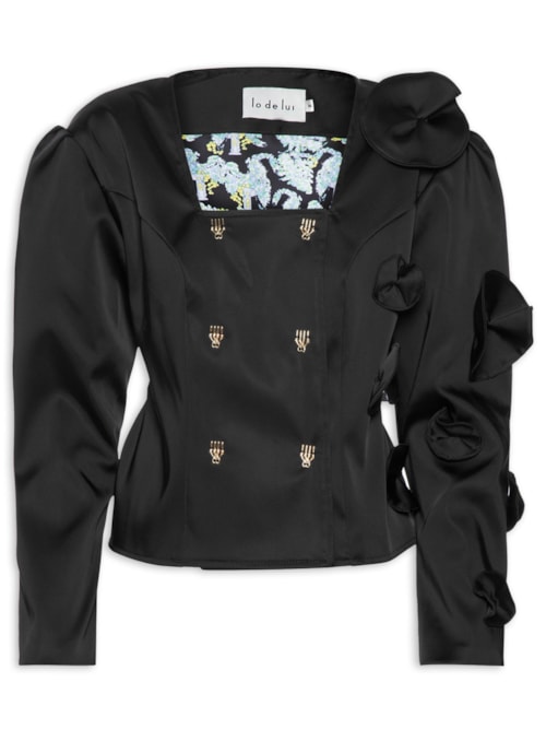 Blazer Feminino Arandela Aplicações - Preto