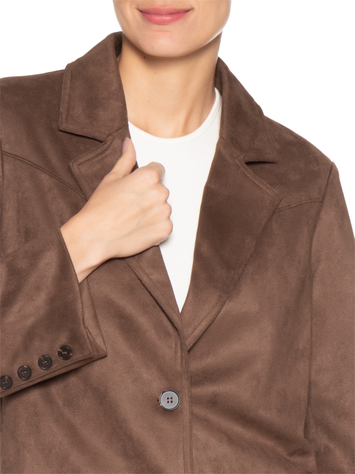 Blazer Feminino Aveludado Marrom Basiq