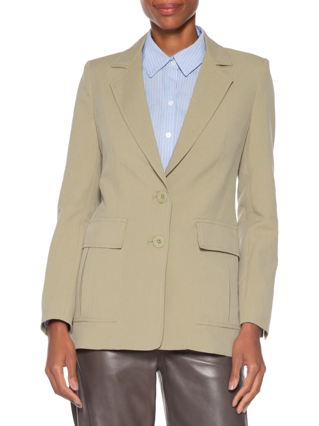 Blazer Feminino Bolsos Kaki Verde Animale