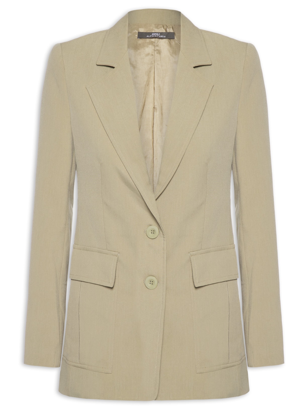 Blazer Feminino Bolsos Kaki Verde Animale