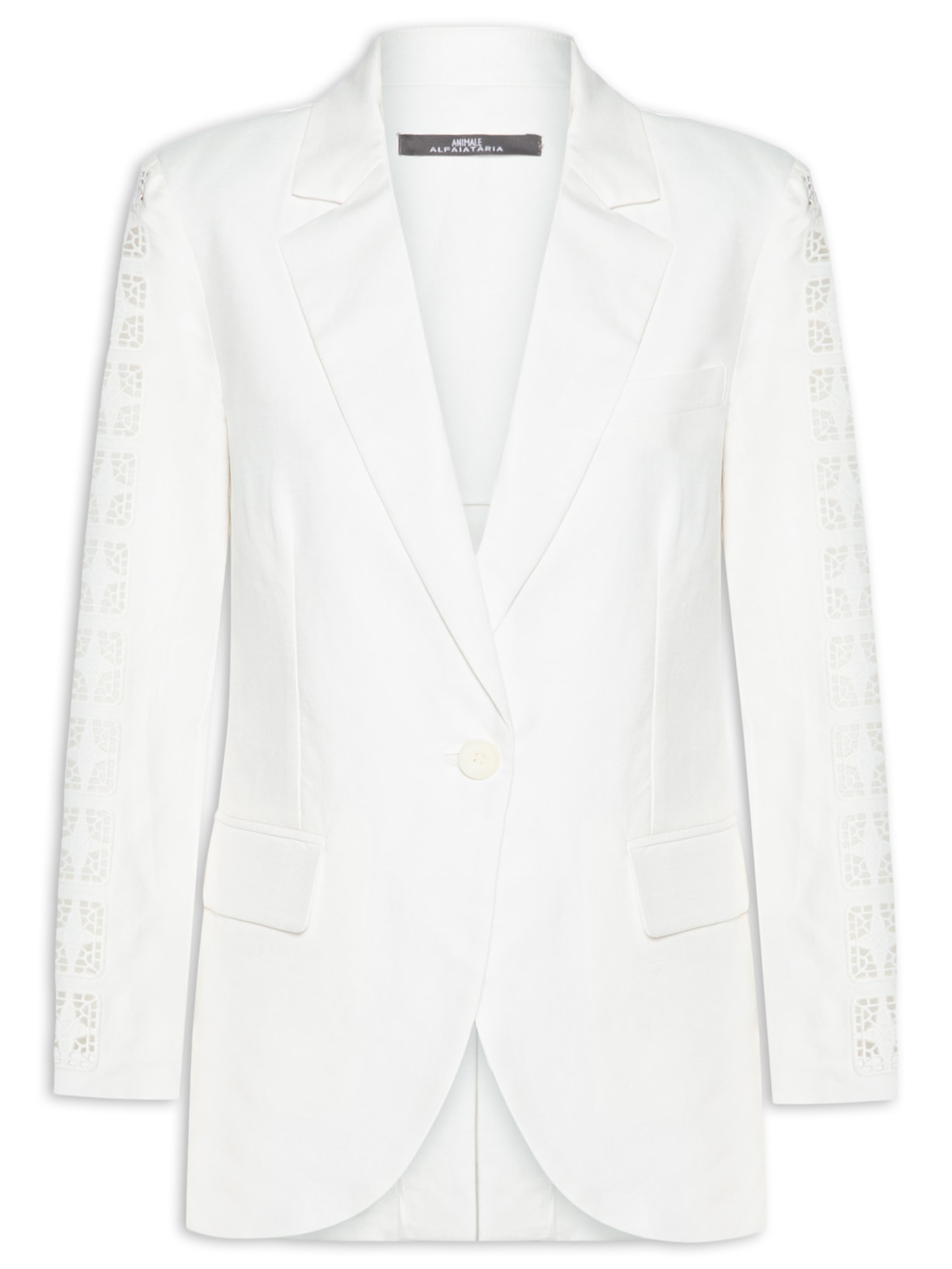 Blazer Feminino Bordado Manga Branco Animale