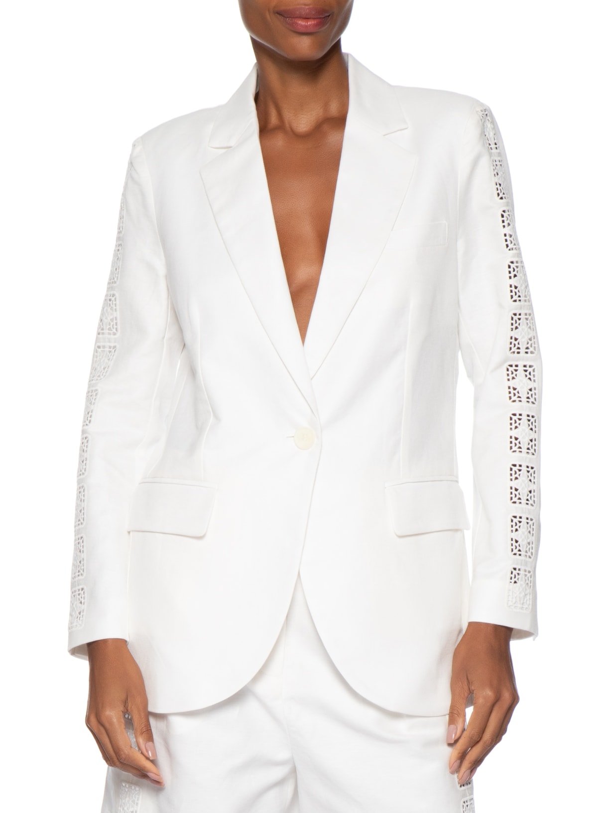 Blazer Feminino Bordado Manga Branco Animale