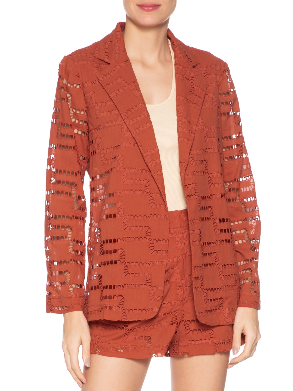 Blazer Feminino Bordado Voil Vermelho Animale