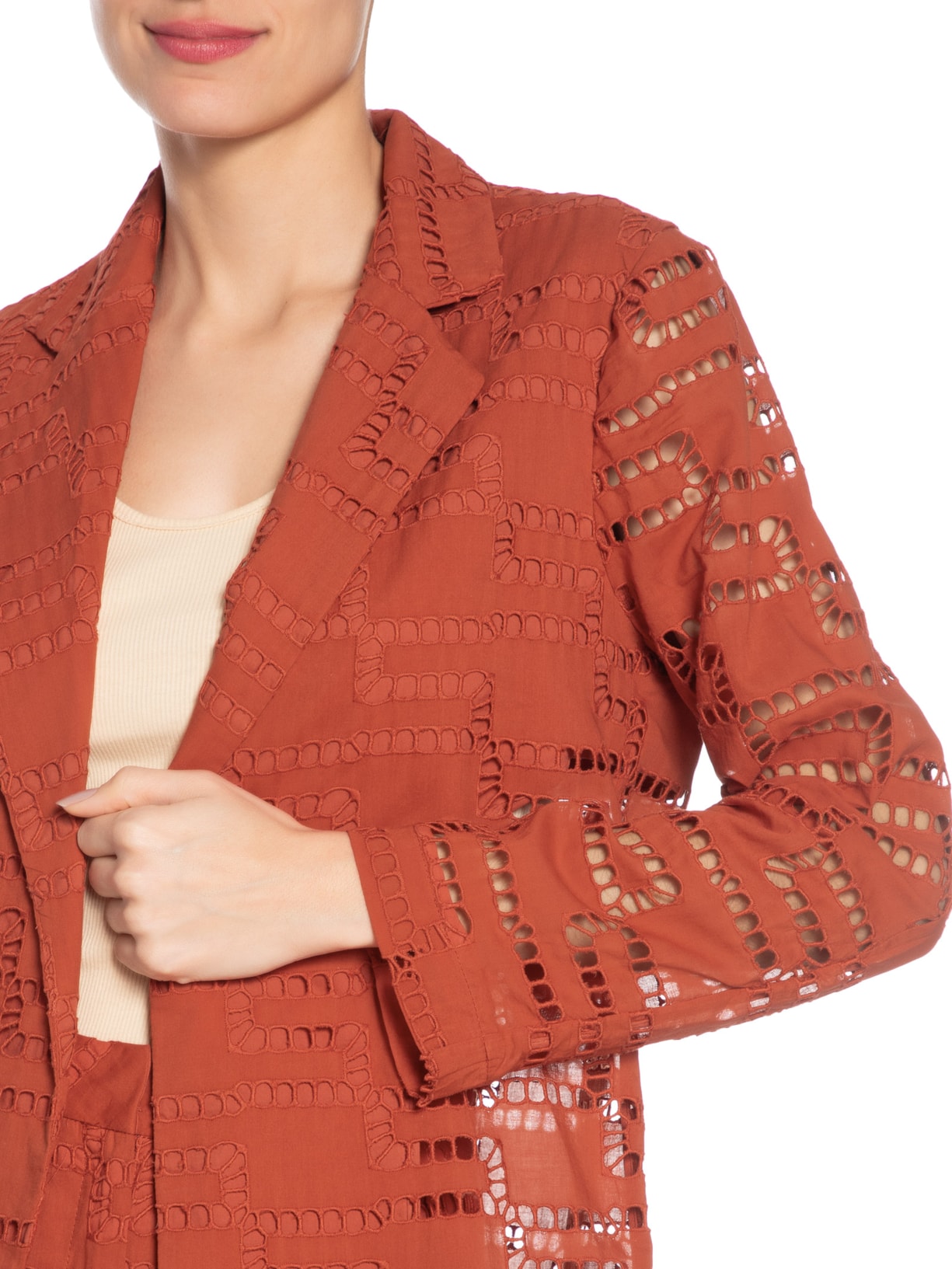 Blazer Feminino Bordado Voil Vermelho Animale