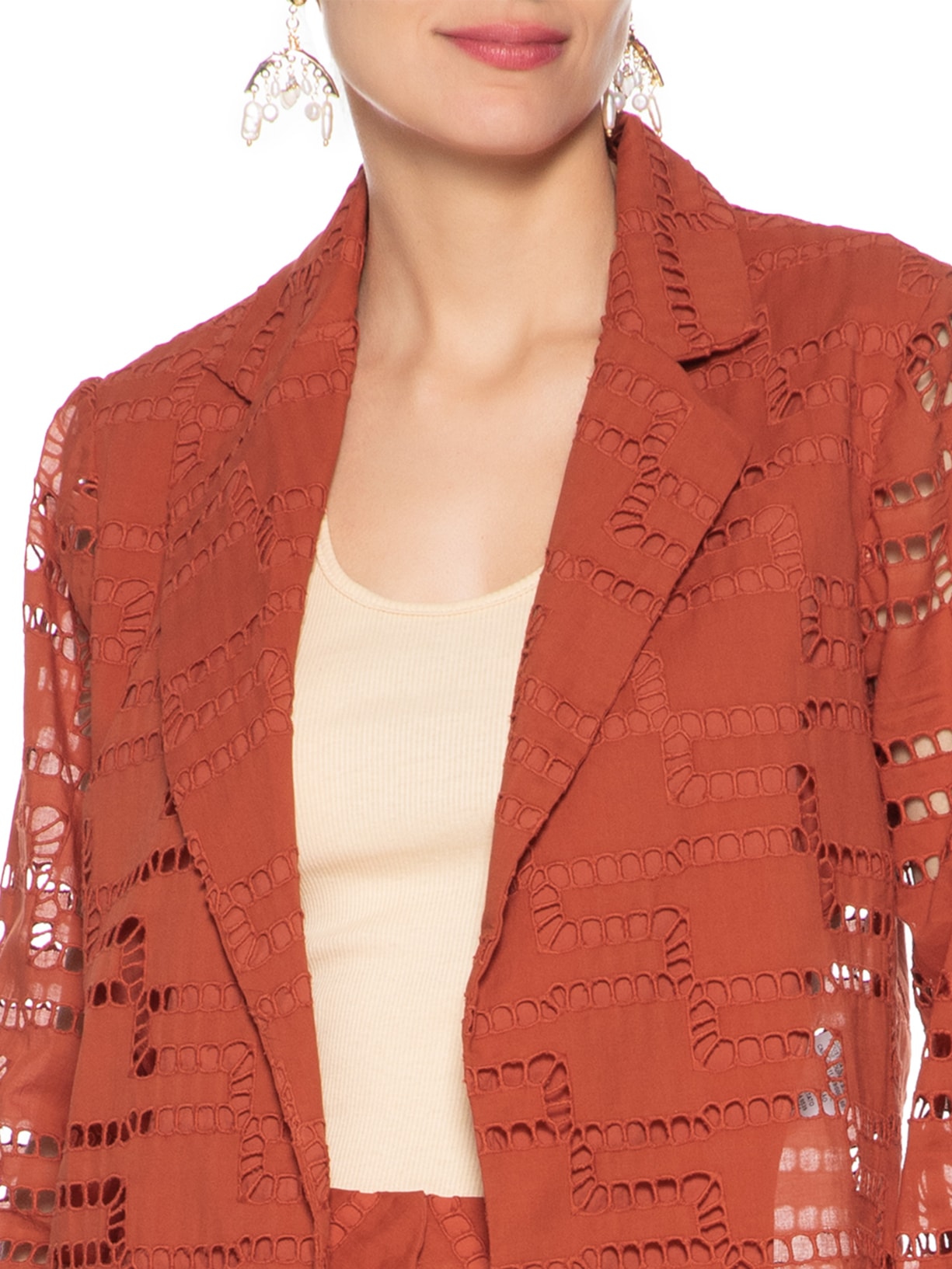 Blazer Feminino Bordado Voil Vermelho Animale