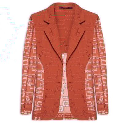 Blazer Feminino Bordado Voil - Vermelho