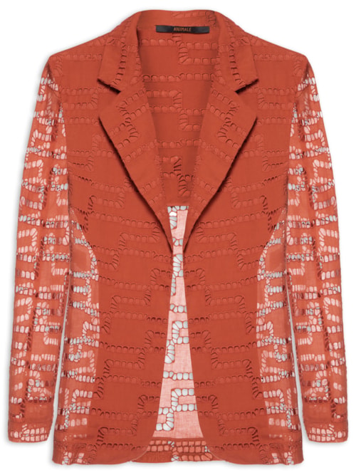 Blazer Feminino Bordado Voil - Vermelho