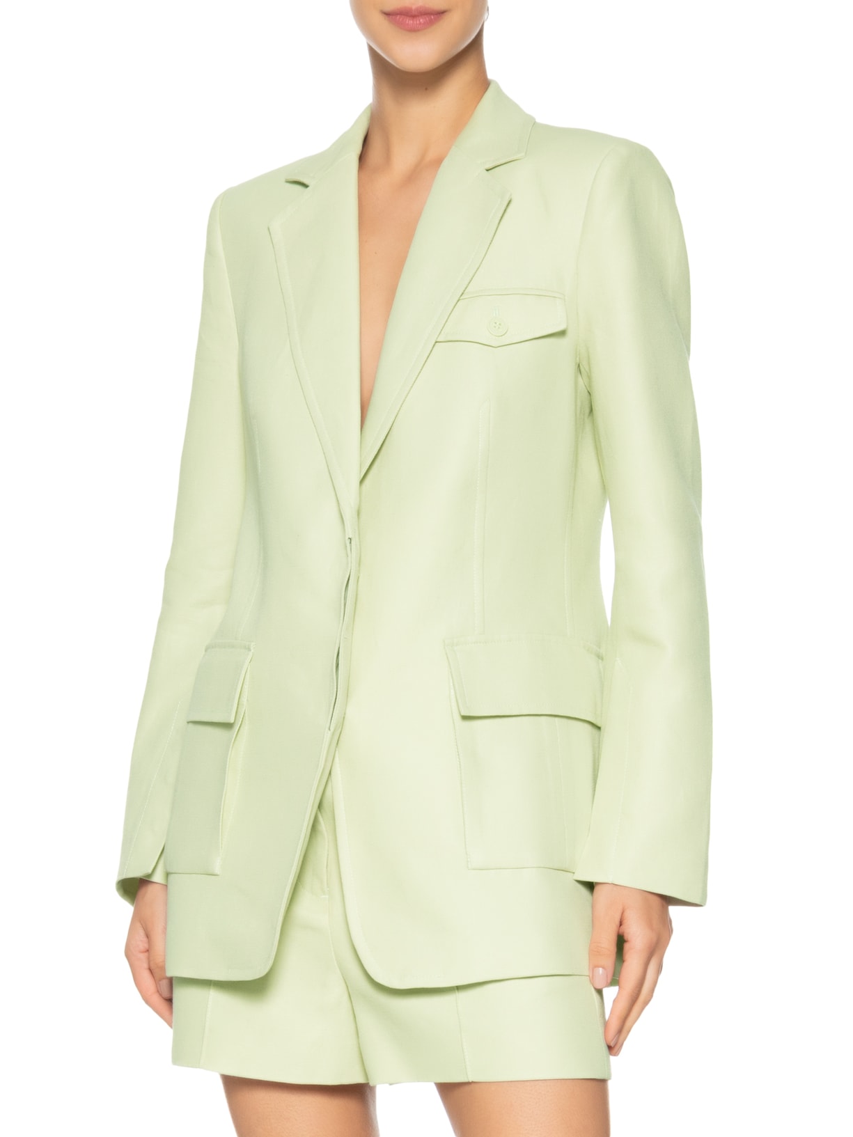 Blazer Feminino Com Bolsos Algodão Com Linho Verde Animale