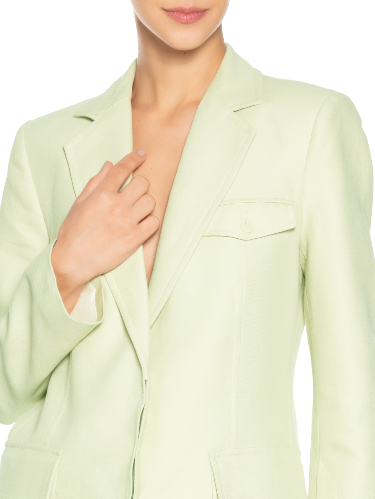 Blazer Feminino Com Bolsos Algodão Com Linho Verde Animale