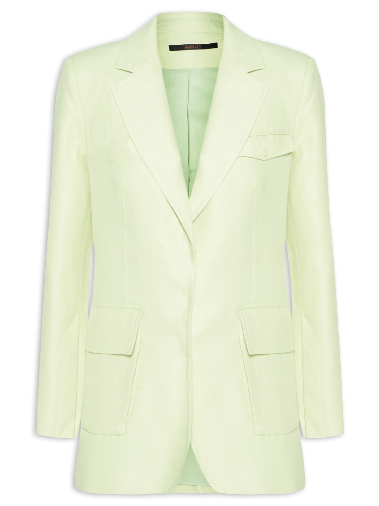 Blazer Feminino Com Bolsos Algodão Com Linho Verde Animale