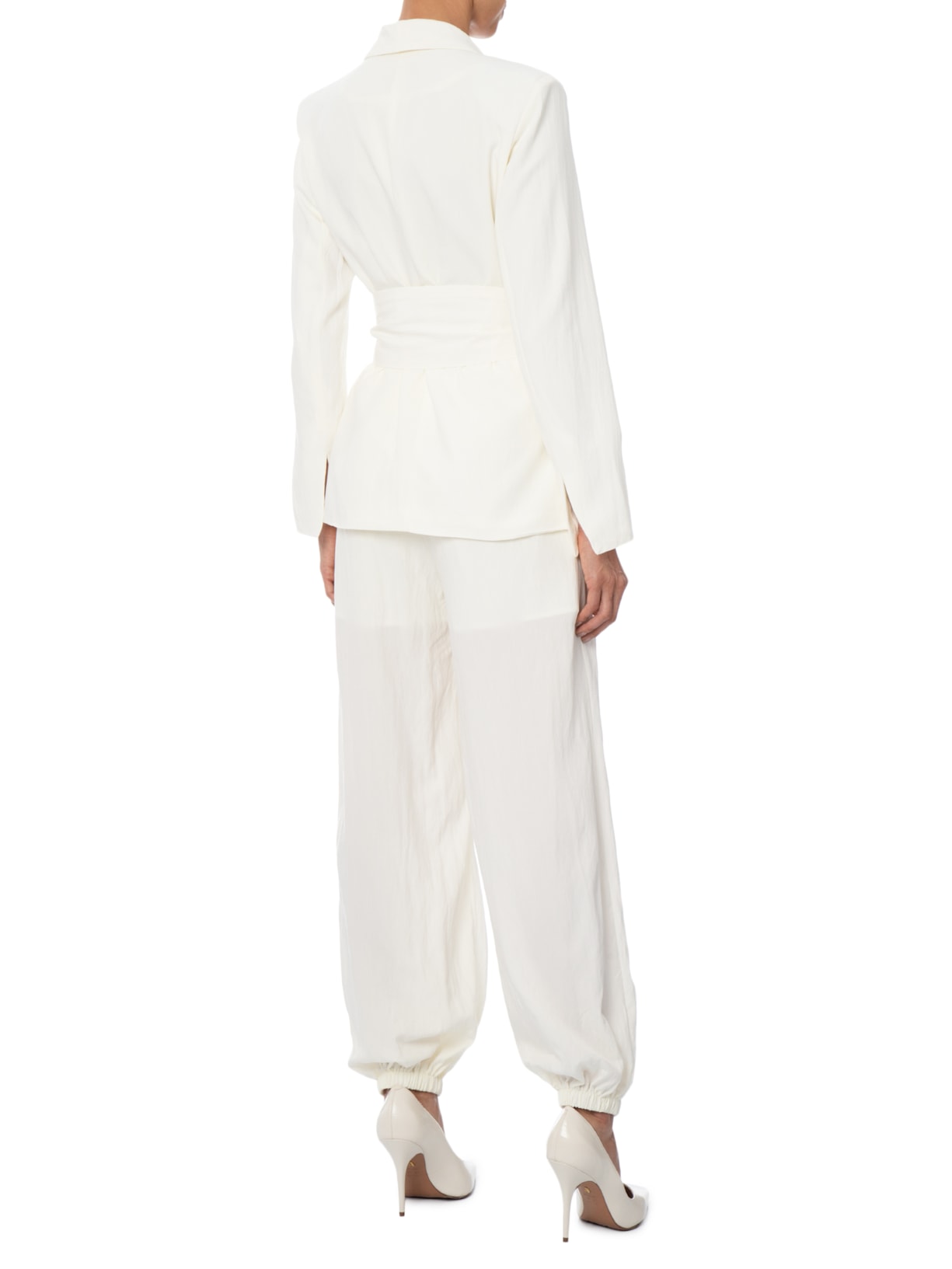 Blazer Feminino com Cinto em Franjas Off White '2Essential