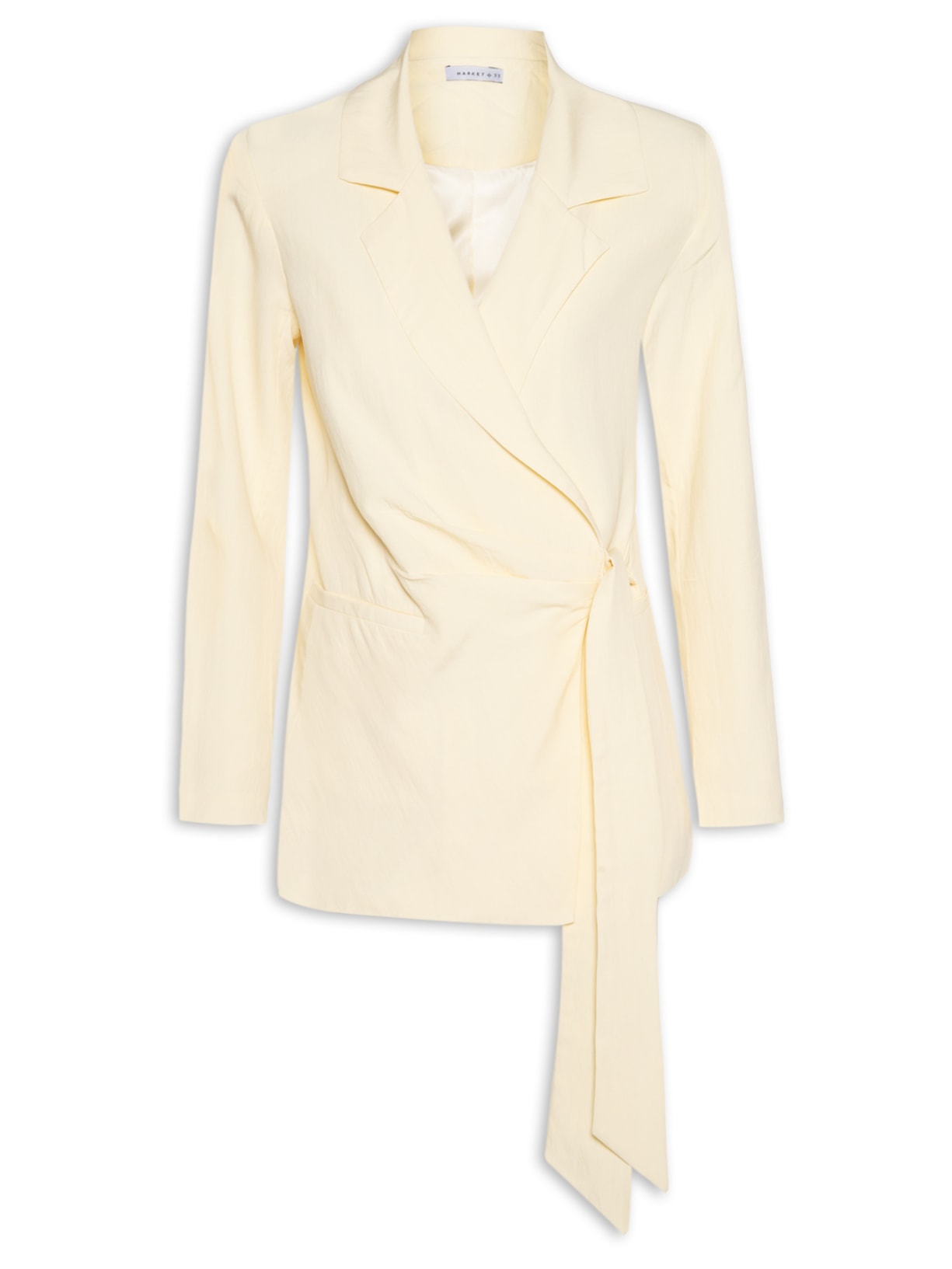 Blazer Feminino Com Fecho Em Amarração Amarelo Market 33
