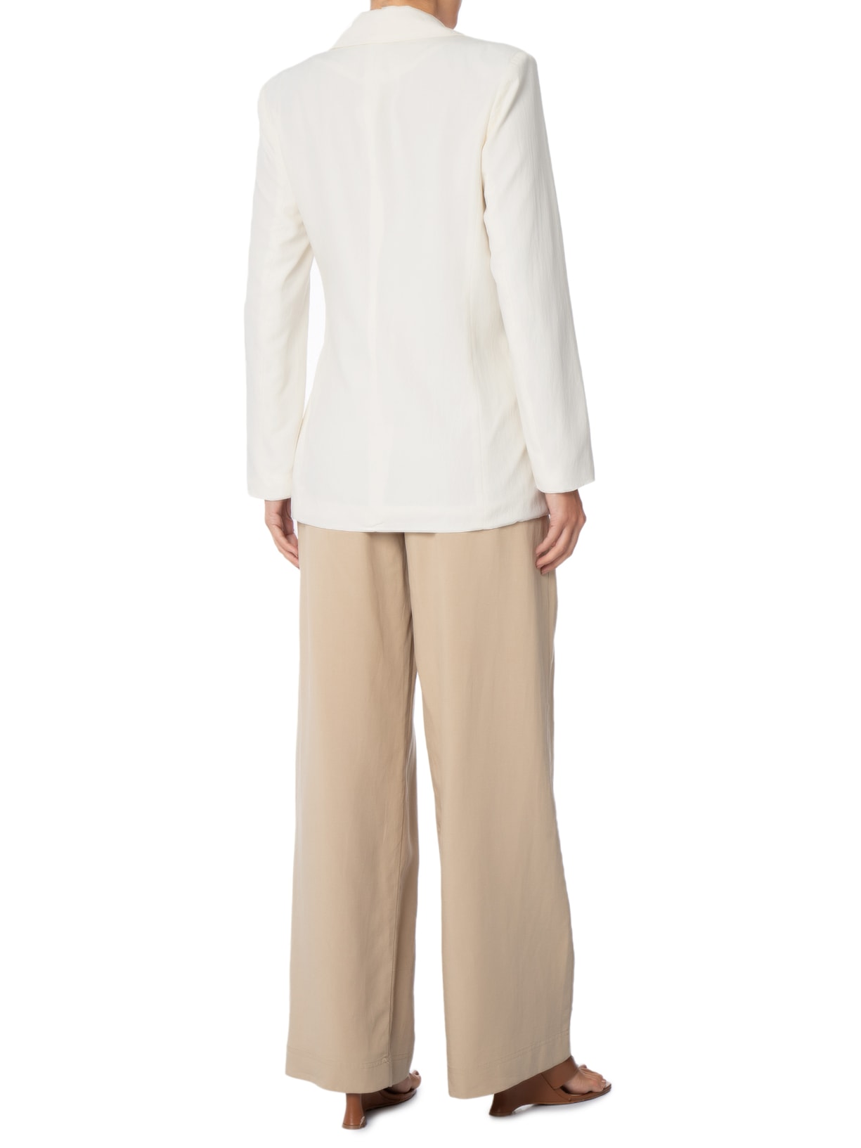 Blazer Feminino Com Fecho Em Amarração Bege Market 33