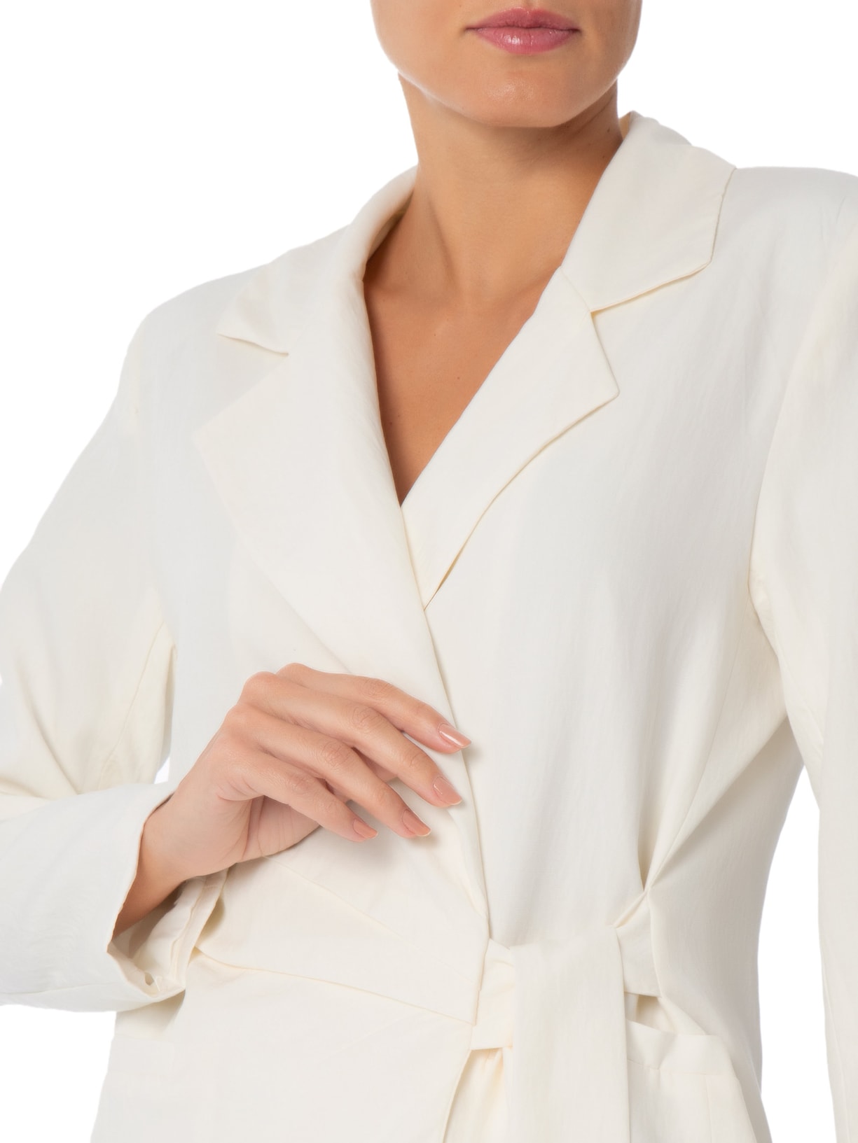 Blazer Feminino Com Fecho Em Amarração Bege Market 33