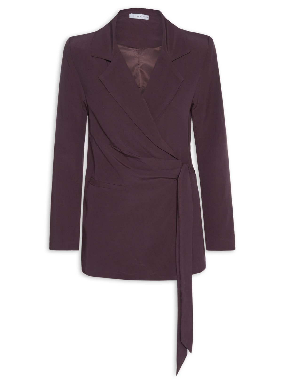 Blazer Feminino Com Fecho Em Amarração Vermelho Market 33