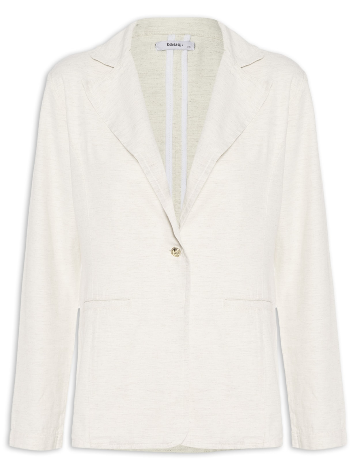 Blazer Feminino Com Linho Off White Basiq