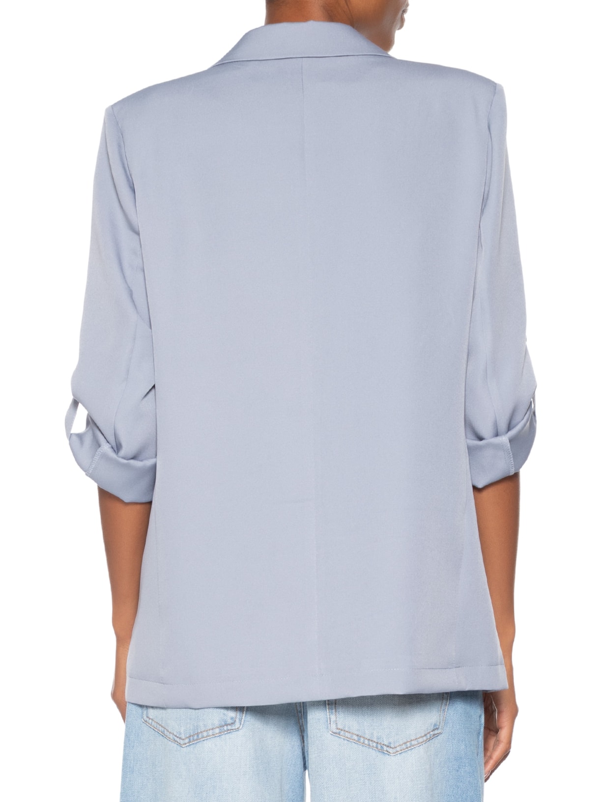 Blazer Feminino Com Martingale Azul Basiq