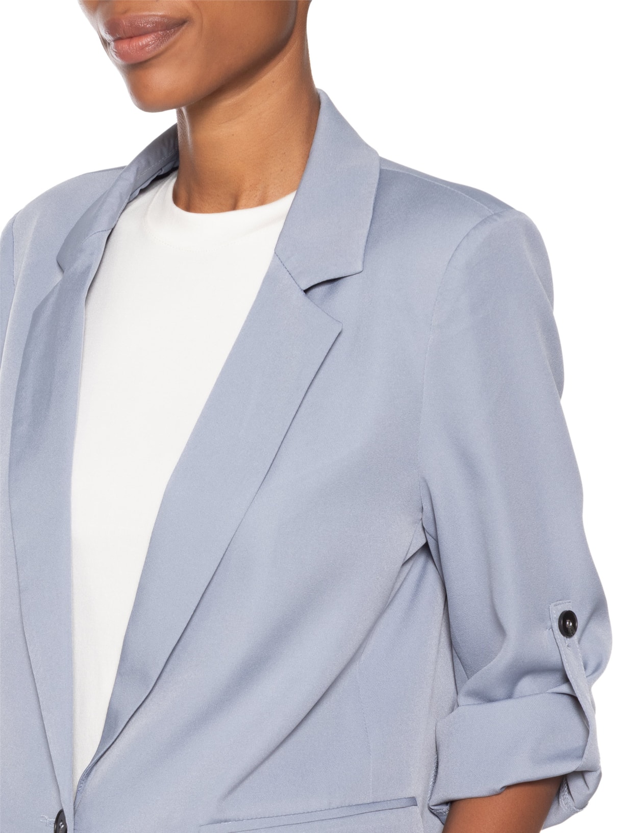 Blazer Feminino Com Martingale Azul Basiq