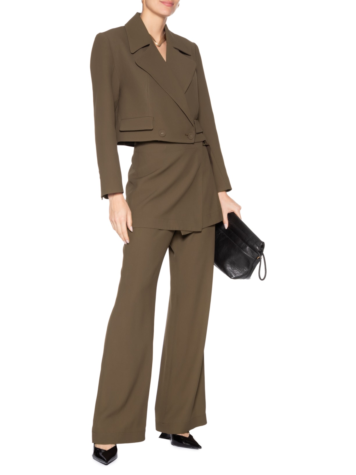 Blazer Feminino Crepe Envelope Eliza Marrom Nk