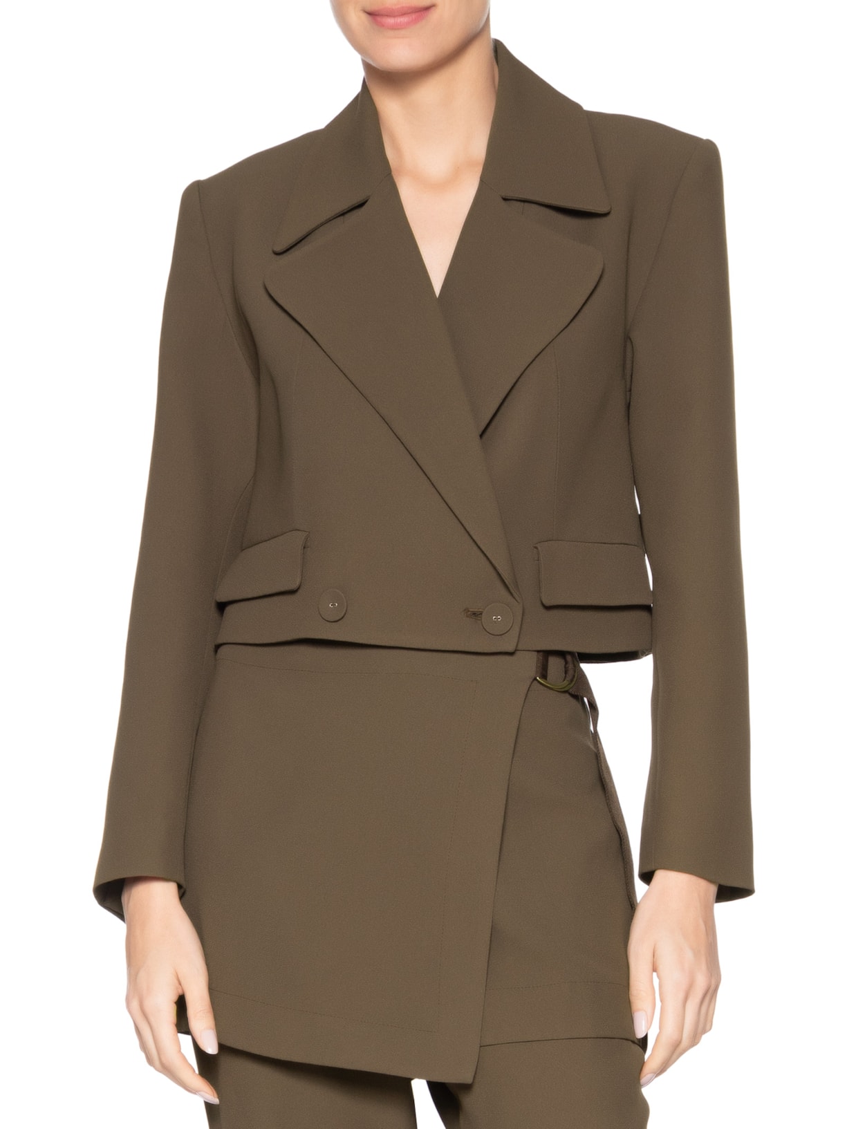 Blazer Feminino Crepe Envelope Eliza Marrom Nk