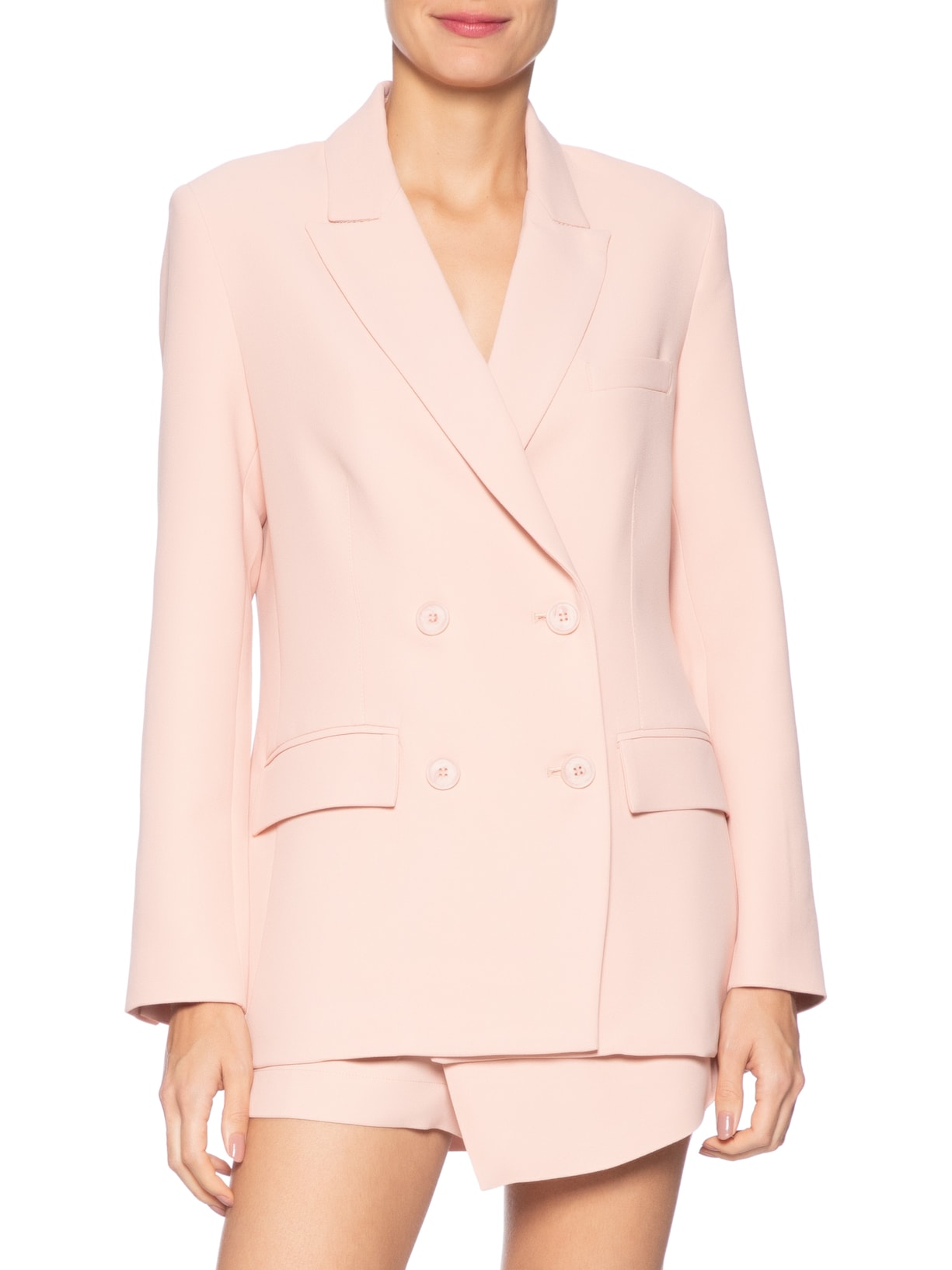 Blazer Feminino Crepe Rosa Animale