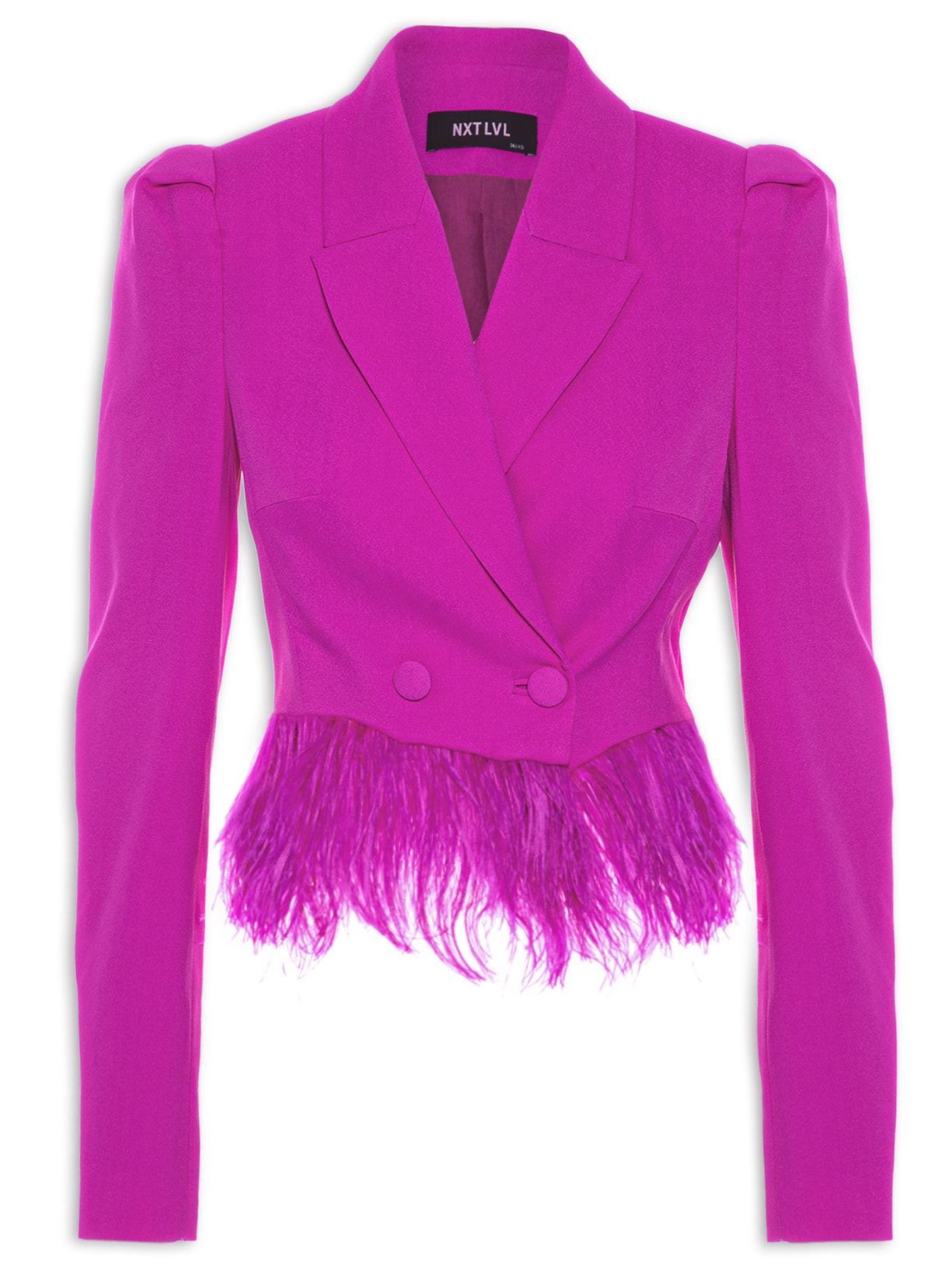Blazer Feminino Cropped Plumas - Rosa