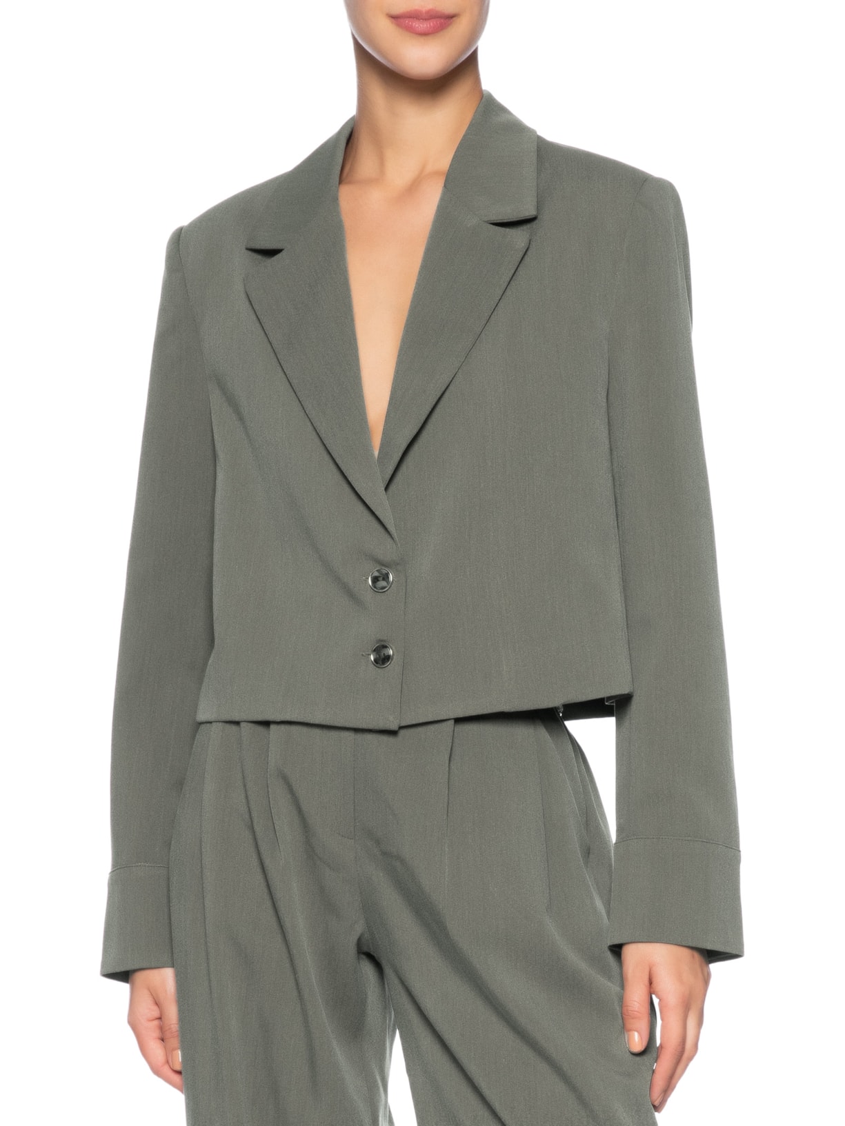 Blazer Feminino Cropped Punhos Cinza  Animale Jeans