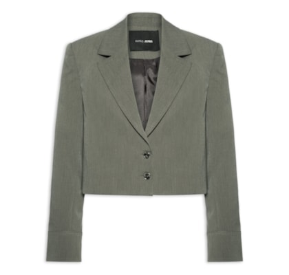 Blazer Feminino Cropped Punhos - Cinza 