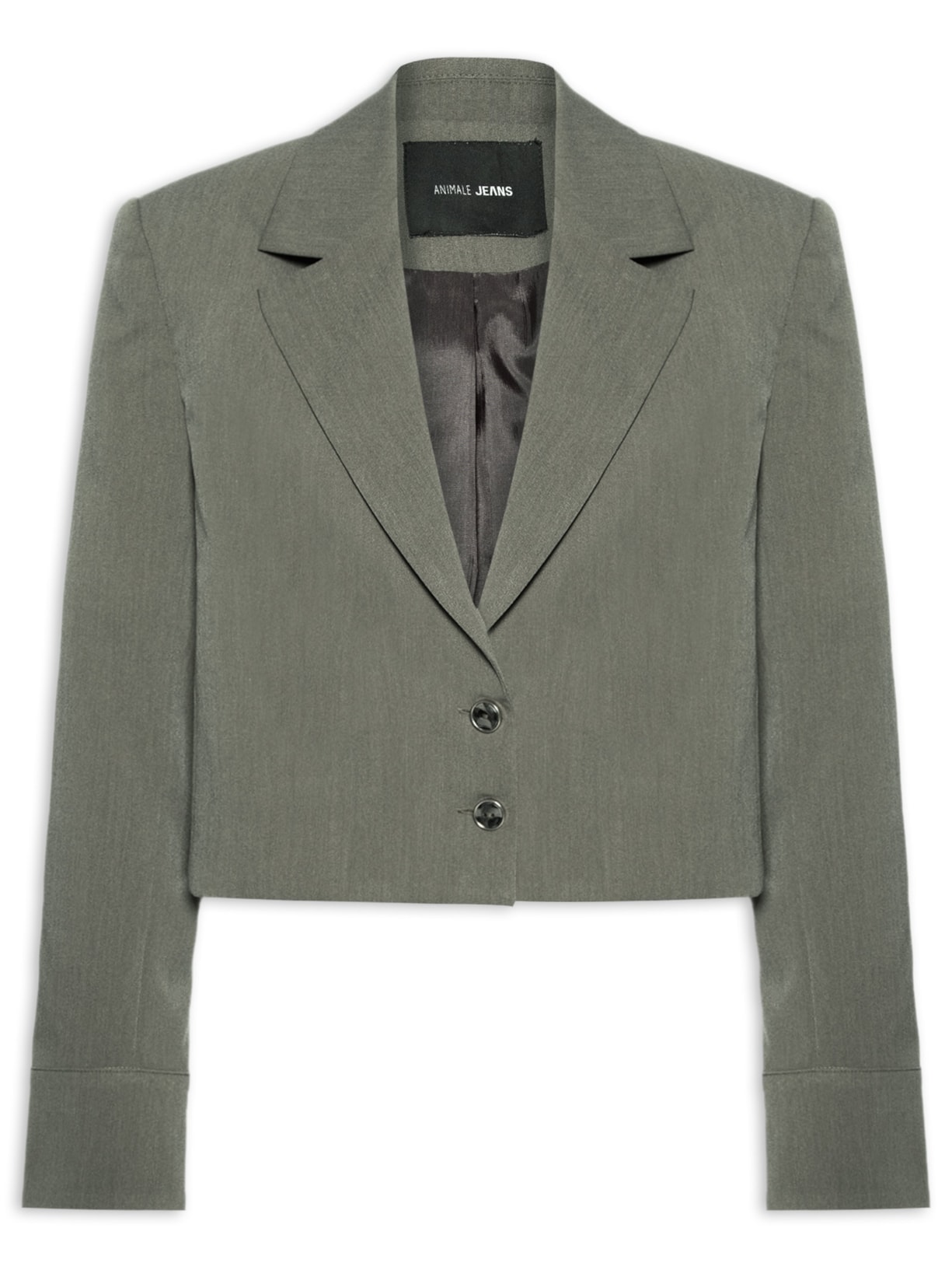 Blazer Feminino Cropped Punhos - Cinza