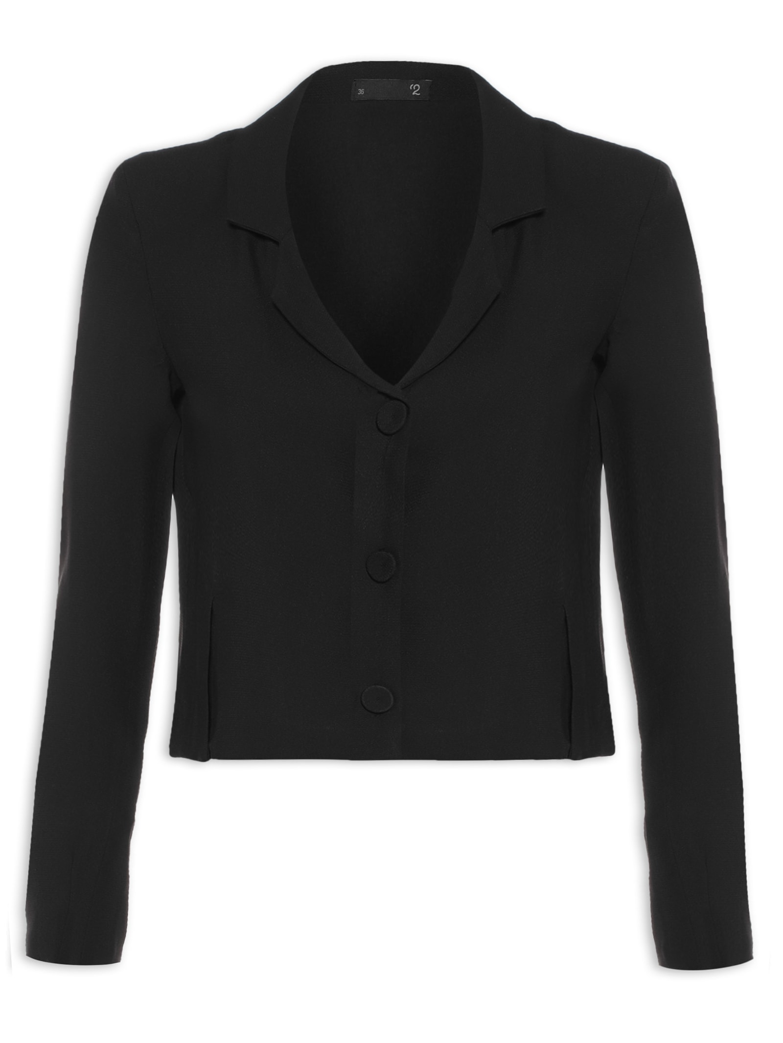 Blazer Feminino Curto Em Crepe - '2essential - Preto