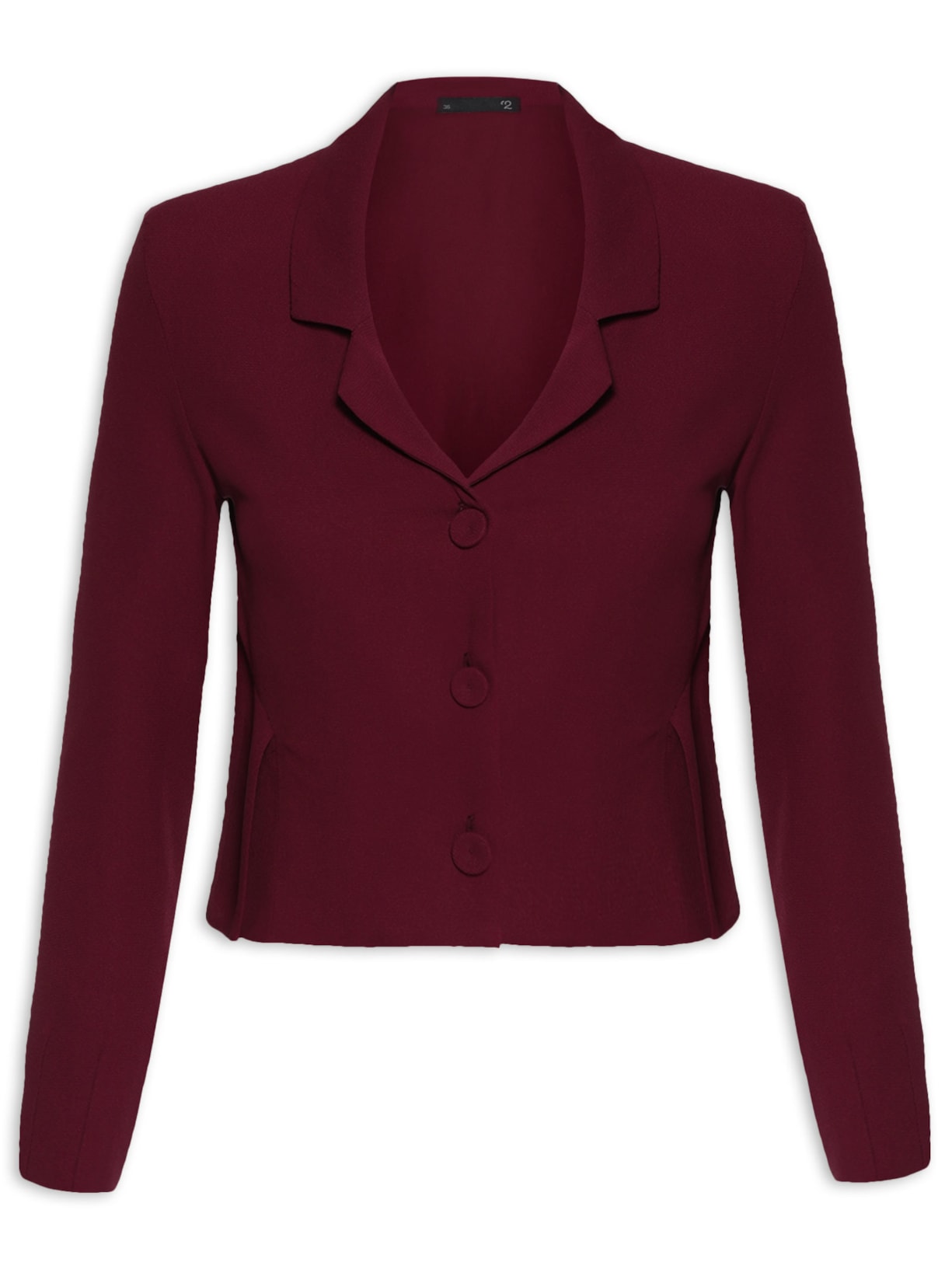Blazer Feminino Curto Em Crepe - Vinho