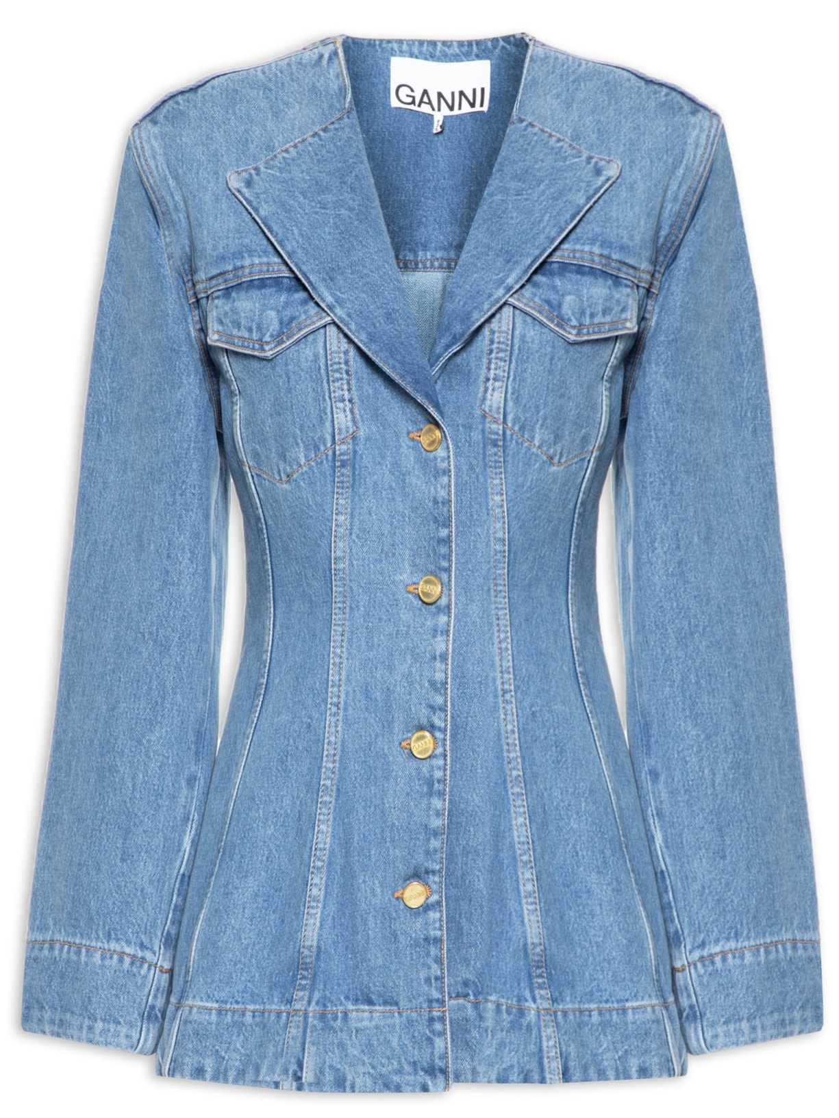Blazer Feminino Cuttline Denim Fitted - Azul