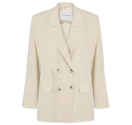 Blazer Feminino De Alfaiataria Fio Tinto - Bege